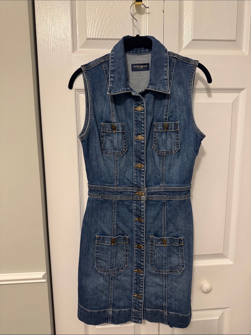 Ramy Brook Sleeveless Denim Button-Front Mini Dress - Blue